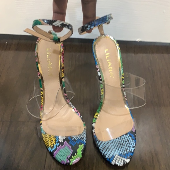 Multi color snakeskin wedge sandals - Picture 2 of 3